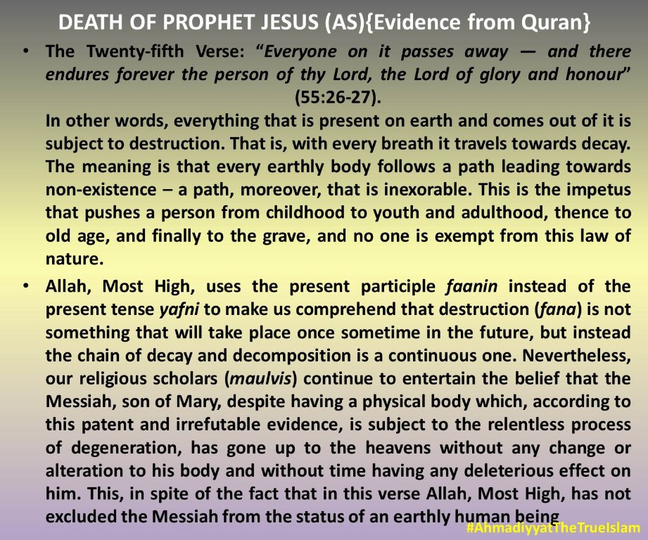 25 /30 verses / DEATH OF JESUS evidence from QURAN