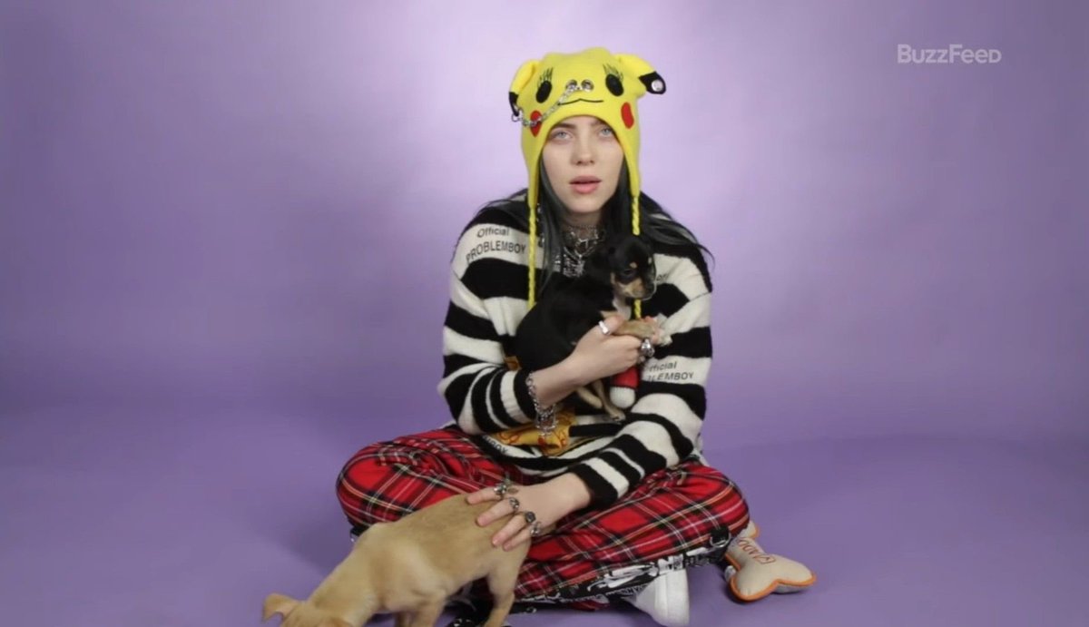 billie eilish with dogs; a thread