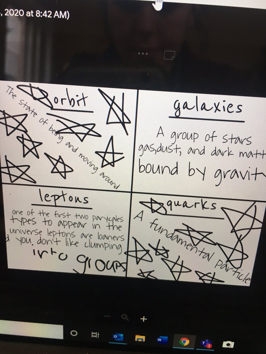 MsNelsonishere's tweet photo. As L6 dives into our next read, I love seeing the big questions about our universe we find as we sort through quarks, leptons, and the beginning of it all #togetherinheart #astrophysics #bigbang @neiltyson https://t.co/jtbL9Vz9JY