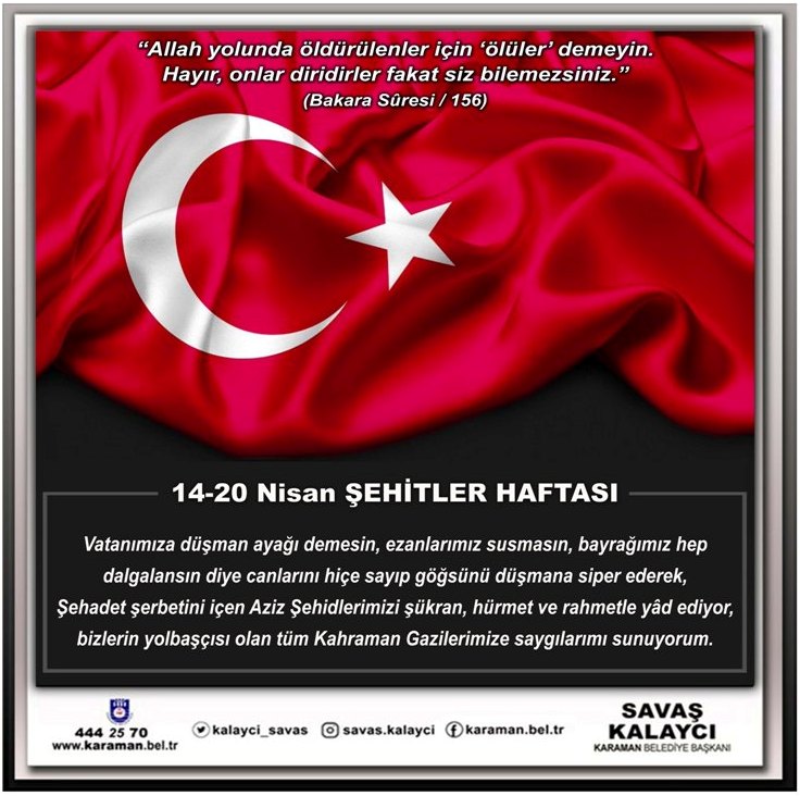 Vatanımıza düşman ayağı demesin, ezanlarımız susmasın, bayrağımız hep dalgalansın diye canlarını hiçe sayıp göğsünü düşmana siper ederek, Şehadet şerbetini içen aziz Şehidlerimizi şükran, hürmet ve rahmetle yâd ediyorum. 
Ruhları Şad olsun.

#ŞehitlerHaftası