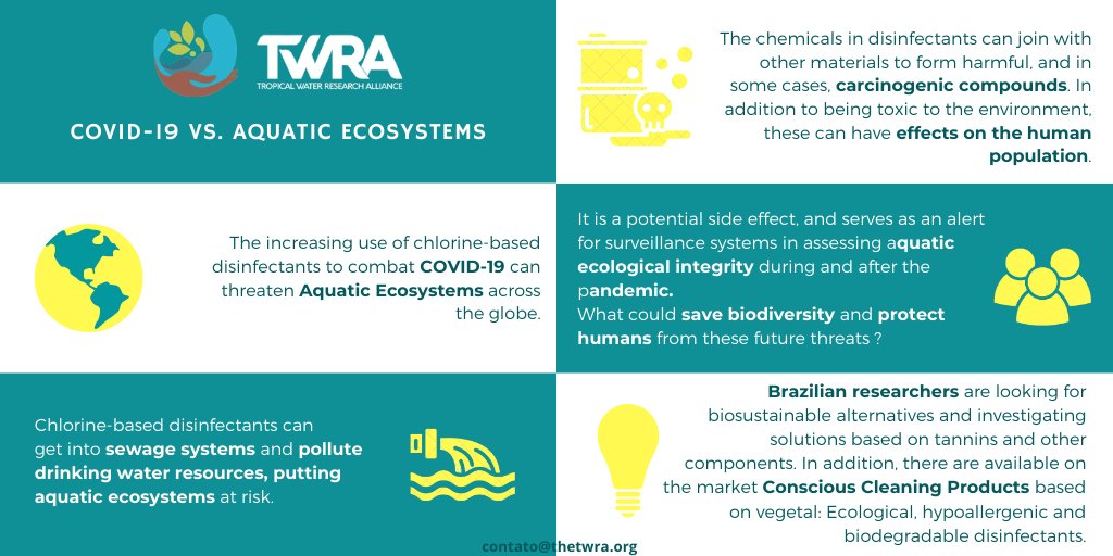 twra_team's tweet photo. Chlorine-based disinfectants threatens aquatic ecosystems.
https://t.co/uBHvEqepfg

Stay tuned and find out in Tropical Water Alliance! Questions? Contact us: contato@thetwra.org https://t.co/XDJxfTWFai