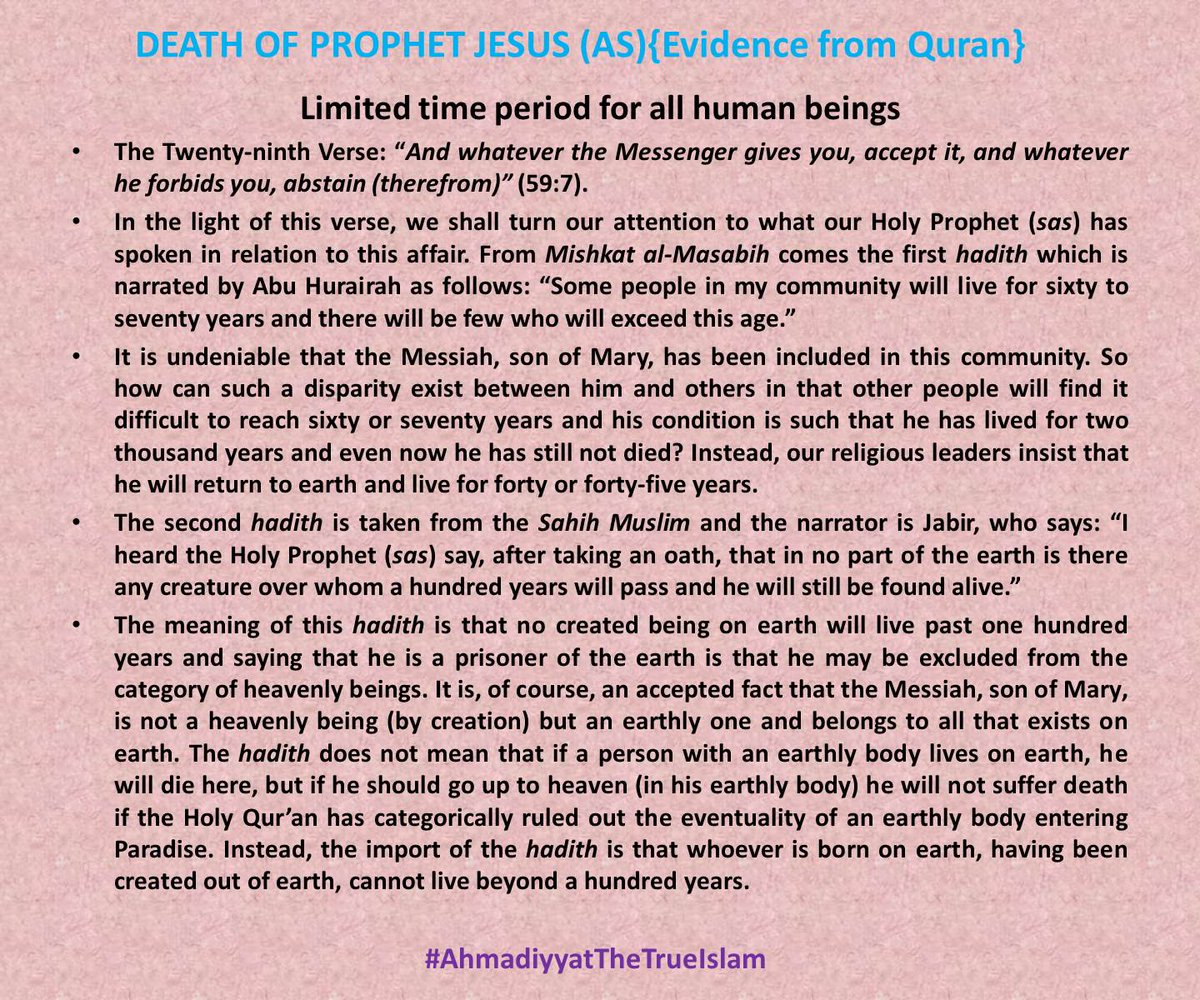 29/ 30 verses / DEATH OF JESUS evidence from QURAN