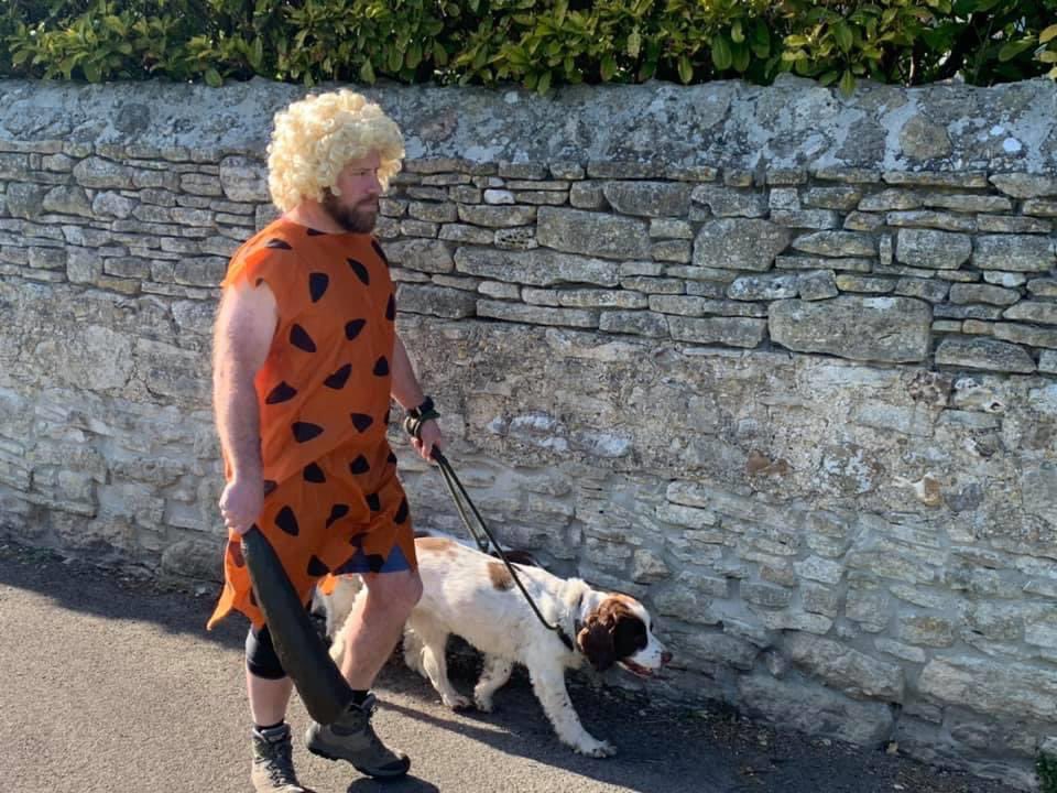 Daily update on Steve’s dog walking rig... A Flintstone theme for today 