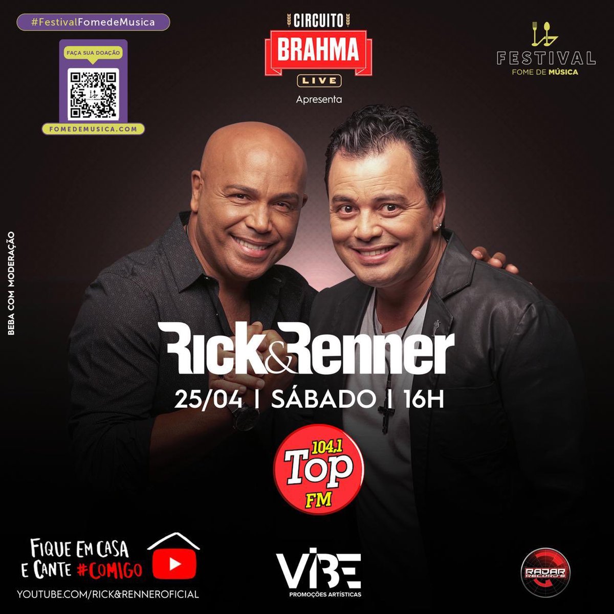 TopFMsp's tweet photo. Mais uma Live com transmissão AO VIVO na Top FM, da dupla sertaneja Rick e Renner!!!!!! 📻 ❤️
.
.
.
🗓 25 de Abril
⏰ 16 Horas.
💡Na sua casa, sintonizado na 104.1.
.
.
.
Top FM, você em PRIMEIRO lugar! 💕🙏 https://t.co/7dO3uJDWVo