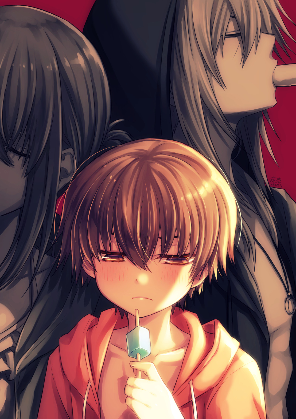 なつきゆか おにカノ完結 ついでに表の海回のイラストと裏のイラスト 表では仲良しな3人に見えるけど裏だと って感じで意識して似た構図にしてました 蓮 お兄にアイス食べられた ｼｭﾝ T Co Sos5x9ir3q Twitter