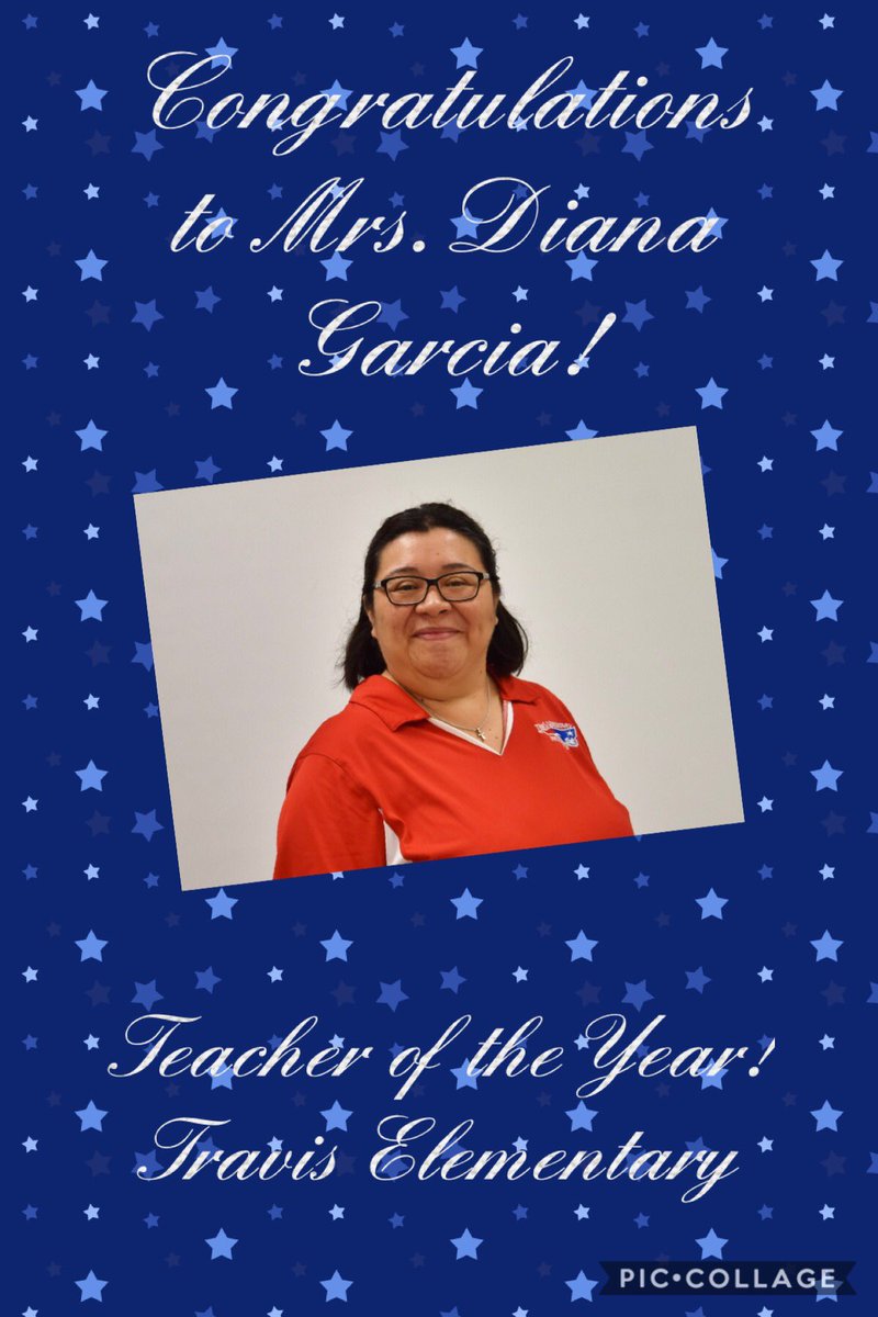 Travis Elementary would like to recognize and congratulate our Teacher of the Year, Mrs. Diana Garcia!!! We have the best teachers around! @hcisdprincipal <a href="/MPena220/">Mindy Pena</a> <a href="/OliP2020/">Olivia Perry</a> #TravisRocks #HCISDSchoolatHome