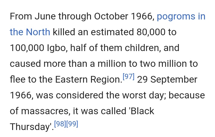 So, let's say, Nzeogwu's act resulted in the Killing Bello and Tafewa.That act had consequences;Aguiyi Ironsi dying (Honestly, his handling of the post-coup was poor)But then again, a civil war was fought and millions Massacred.Revenge X2, over Revenge sef.