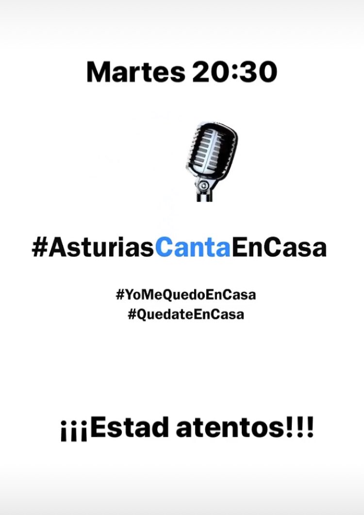 Hoy a las 20:30 estas atentos asturianos!!
#AsturiasCantaEnCasa