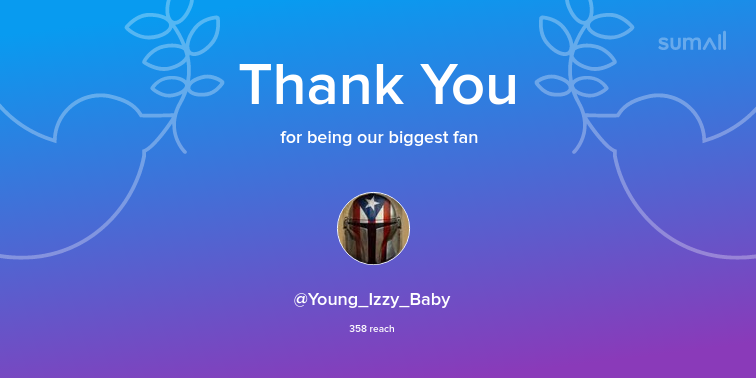 Our biggest fans this week: Young_Izzy_Baby. Thank you! via sumall.com/thankyou?utm_s…