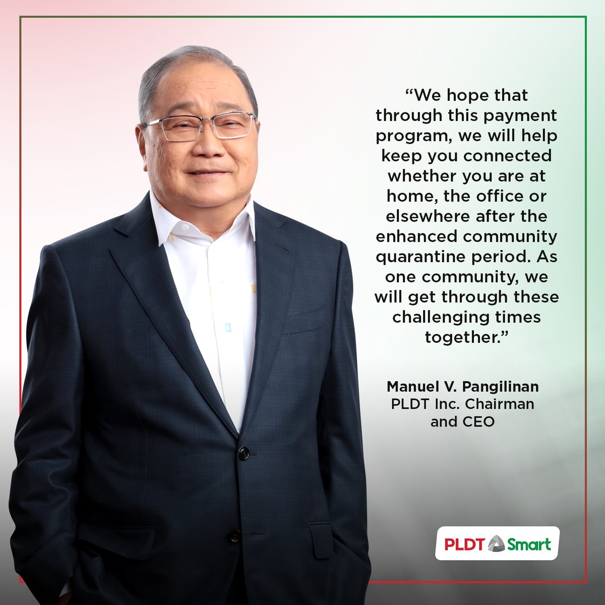 pldt's tweet photo. PLDT Inc. and Smart Communications will start implementing on May 1, 2020 a 6-month installment payment program for the outstanding monthly bills of its postpaid subscribers. https://t.co/hW2Nfmd04Z
