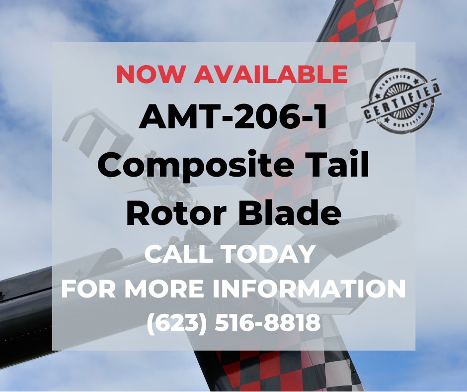 AirServicesIntl's tweet photo. Available now AMT-206-1 composite #tailrotorblades! The blades are a direct replacement for #Bell 206A and 206B series helicopter tail rotor blades. For more strength, corrosion resistance, and improved ground clearance on your Bell, give us a call at (623) 516-8818. https://t.co/AJRZ4OfTE0