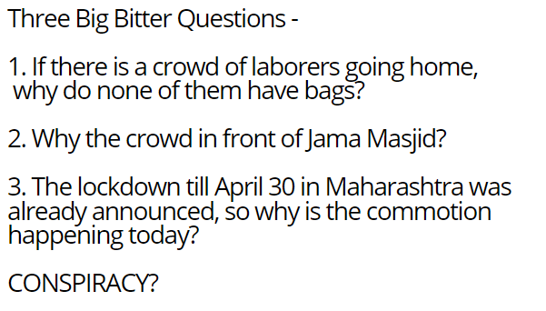 desidiary's tweet photo. #Bandra #bandrastation #SendUsBackHome #UdhavThackeray #uddhav #UddhavThackeray #adityathackeray #bestcm #Mumbai #MumbaiLockdown #Lockdown2 #MumbaiPolice #modispeech https://t.co/EvSoVWZbE1
