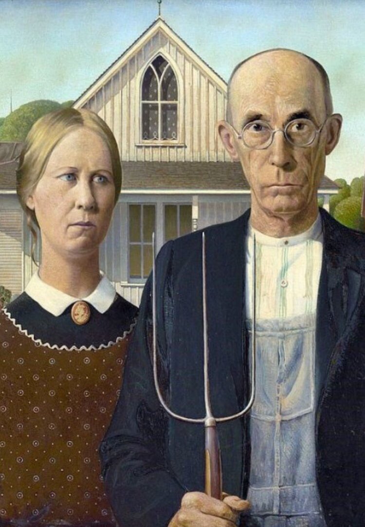 showell221's tweet photo. Famous Painting Challenge 
American Gothic 
@cpsfinearts 
#cpsbest https://t.co/zLVrV3nzTm