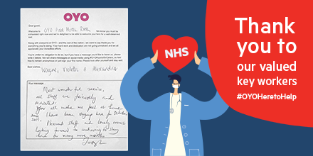 OYOUK_'s tweet photo. A few kind words from a key worker who stayed at our OYO Pier Hotel Rhyl. We want to say a big thank you for everything you are doing. We are happy to be of help in these times. 

#OYOHereToHelp #NHS #WorkingTogether #covid19 #keyworkers https://t.co/9O1tIyexw7