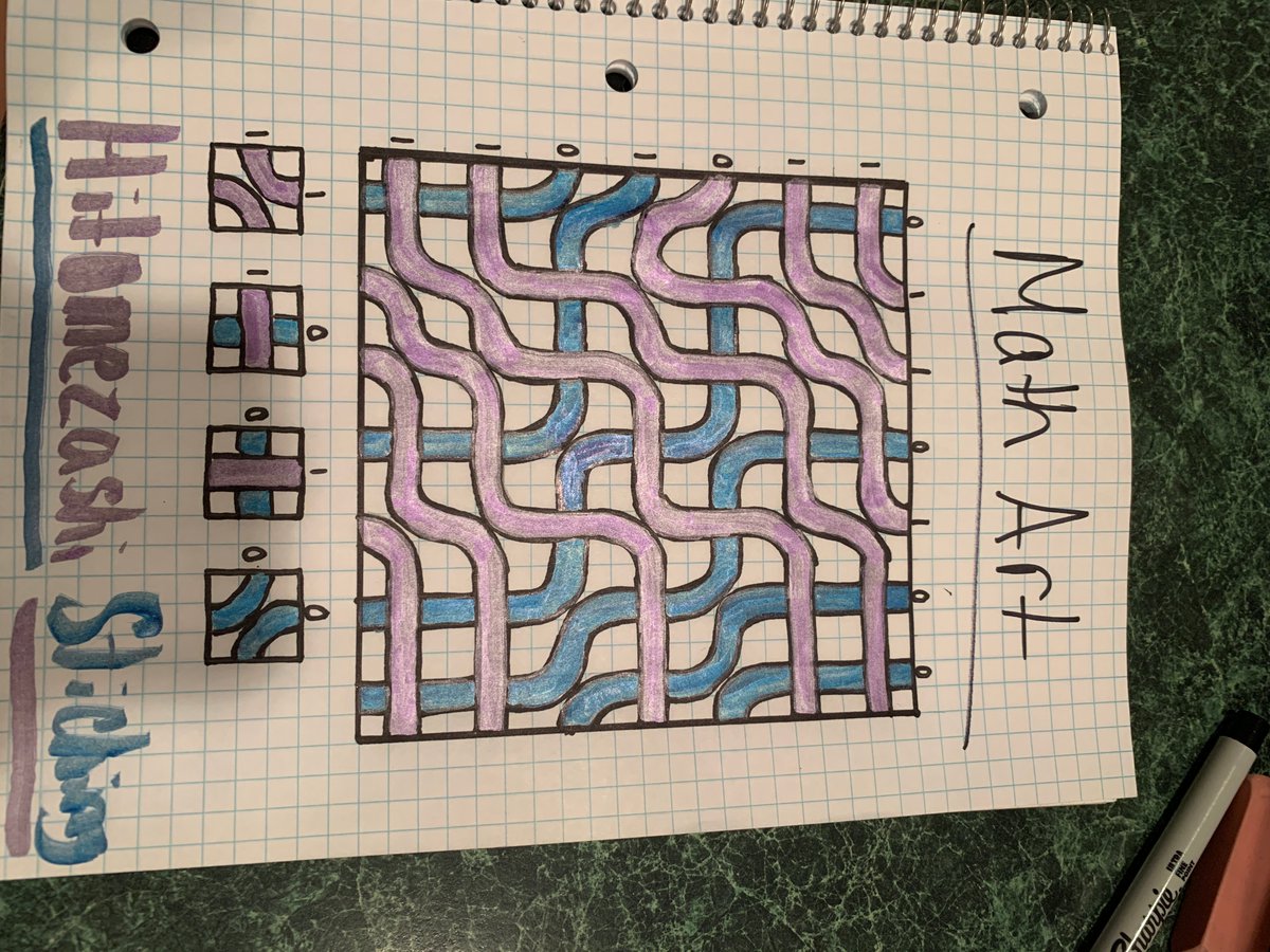 ciampatj's tweet photo. With inspiration from @anniek_p @shskaercher @dandersod , my students "spring break" assignment was to create math art. Gave them some links and left it open ended. Here are some samples from day 1. Excited to open my inbox each morning now. https://t.co/dcUfdyB3kV