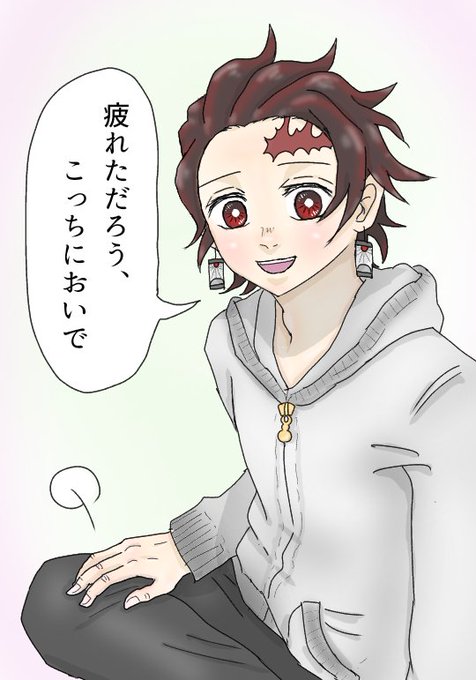 もちこ🍞さんがTwitterに投稿した竈門炭治郎(鬼滅の刃)のイラスト。