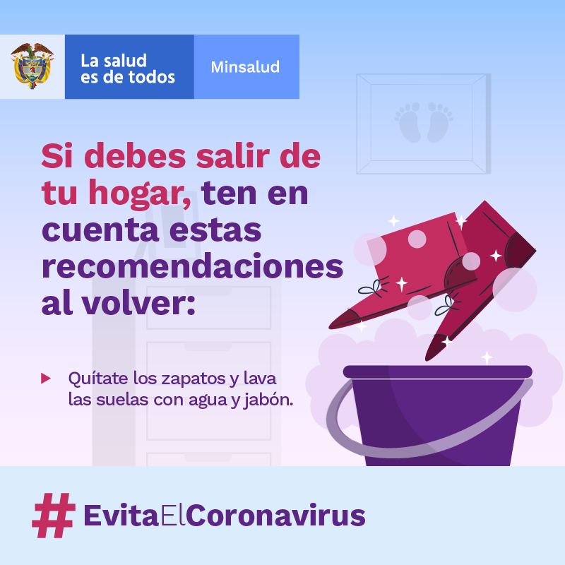 MinSaludCol's tweet photo. Si tuviste que salir a la calle, al regresar a tu vivienda sigue estos pasos para reducir el riesgo de COVID-19 #EvitaElCoronavirus https://t.co/txnlCn0Meq