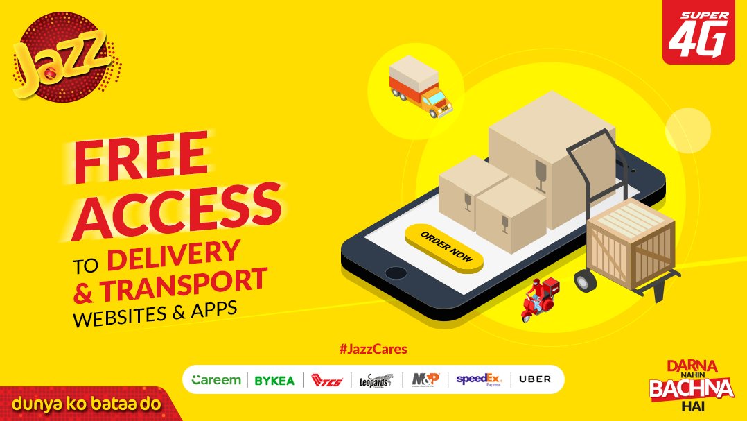 jazzpk's tweet photo. Don't fret about going outside. Send parcels or get deliveries at your doorstep by free access to logistics websites and apps. 

For details, visit https://t.co/pImuKncQSM

#JazzCares #JazzSuper4G #DunyaKoBataaDo https://t.co/p2My3xqv5l