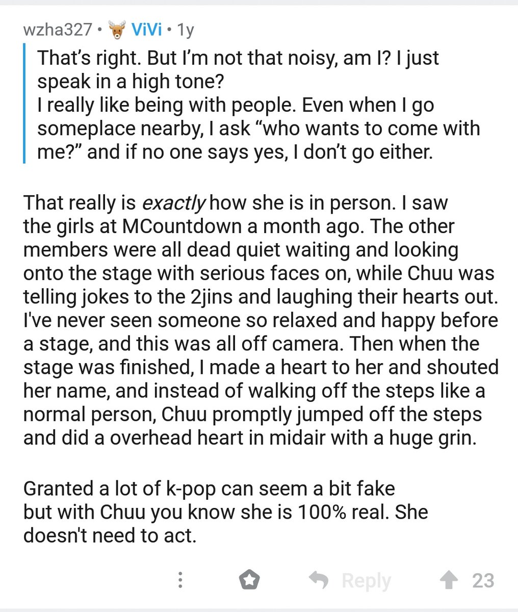 This user on reddit about Chuu. Just wow.