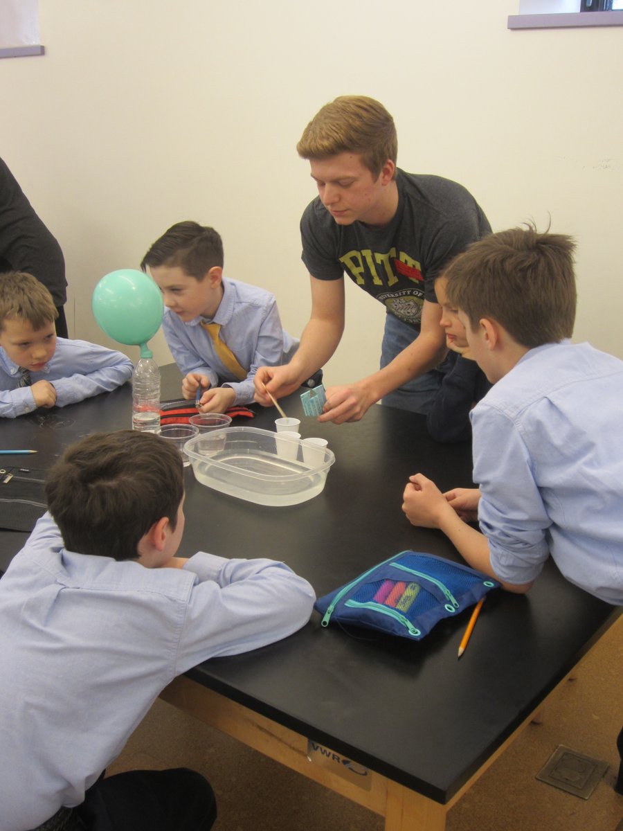 BaylesTaryn's tweet photo. In February we had some great outreach projects - this one @SacredHeartPar1 Elementary learning about chemical reactions, surfactants and polymers with @erincanno @ChemePitt @PittEngineering https://t.co/NZ3HXUW7q1