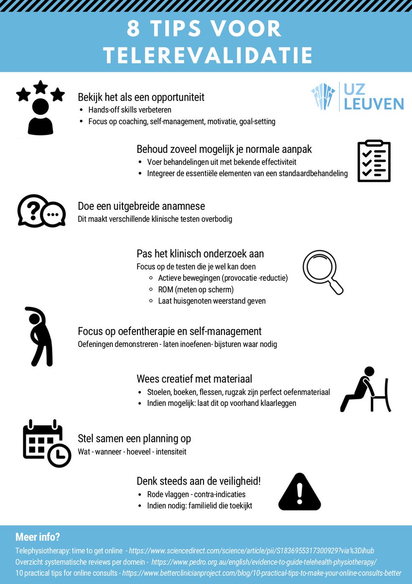 stijnbog's tweet photo. 8 tips voor telerevalidatie @SMACLeuven @UZLeuven @KULeuvenPT https://t.co/VCpjwmbv3Z
