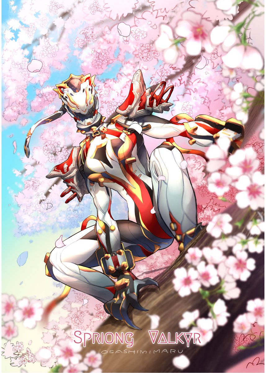 cherry blossoms solo 1boy tokusatsu male focus squatting petals  illustration images