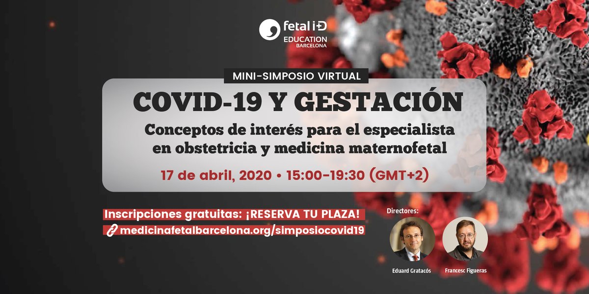 𝗦𝗔𝗩𝗘 𝗧𝗛𝗘 𝗗𝗔𝗧𝗘 ▶︎ El 17 de abril, Eduard Gratacós, Francesc Figueras y más especialistas de <a href="/medfetalBCN/">Fetal Medicine Barcelona</a> realizan un simposio virtual sobre #Covid19 y #gestación con las claves para la práctica de la medicina maternofetal. Plazas limitadas!

👉medicinafetalbarcelona.org/simposiocovid19