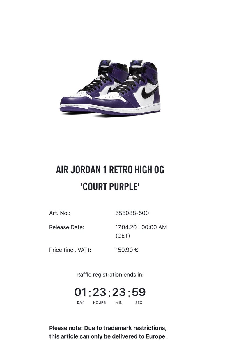 bstn jordan 1 court purple