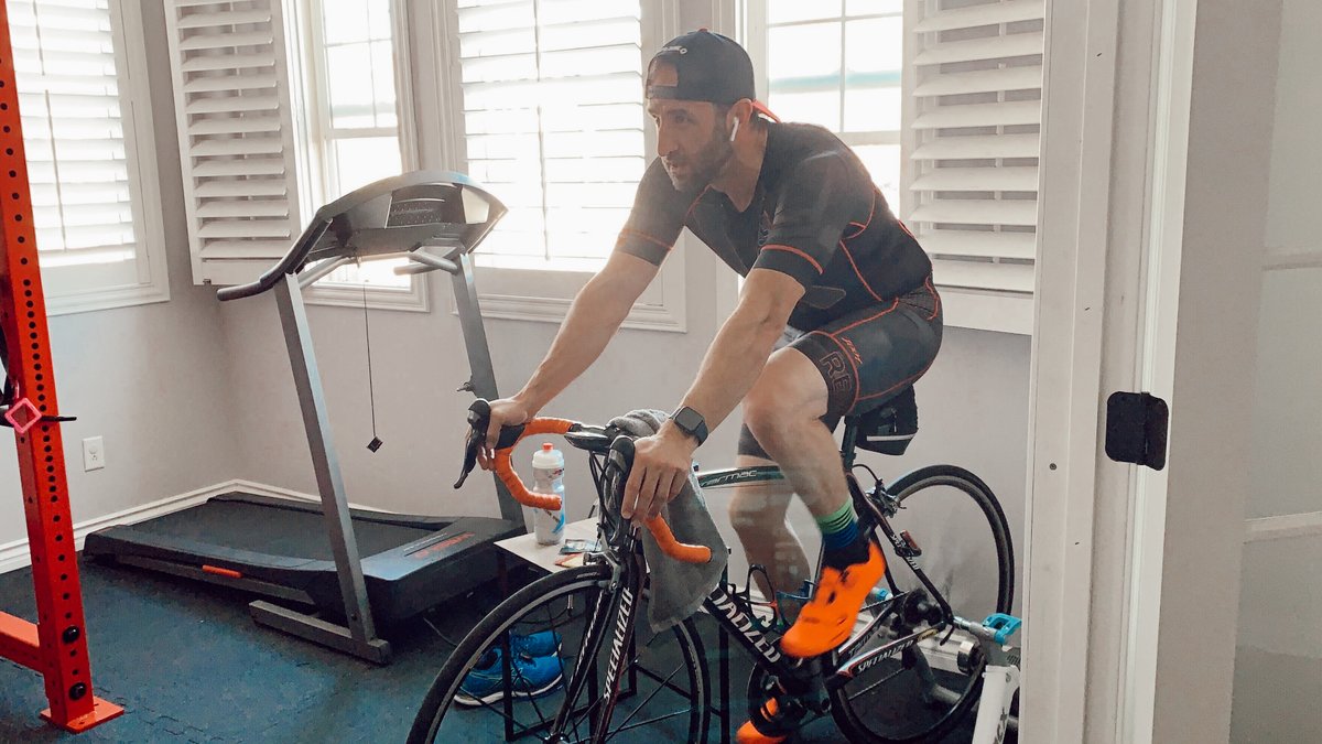 rex_change's tweet photo. #REXSTRONG: Over the weekend, Rich Matlin competed in and finished the Ironman VR2 which consists of a 3km run, a 40km bike ride and ends with another 10km run. Just because we're all #stayinghome doesn't mean we can't challenge ourselves mentally and physically 🏃🏻‍♂️💪🏼🚴🏼‍♂️ https://t.co/8XGJQEWDGp