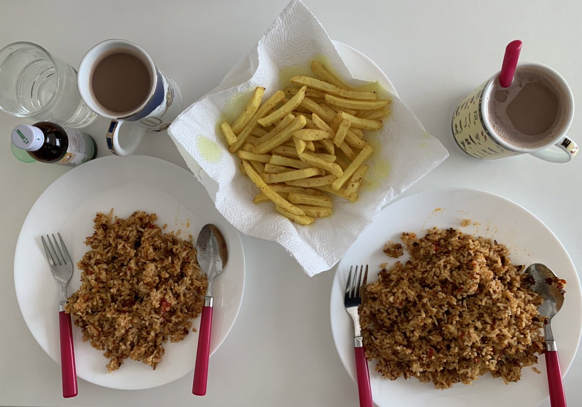 30/3/2020: Nasi goreng ikan kayu + french fries + air nescafe & milo for breakfast made by my hubsbbyboo 