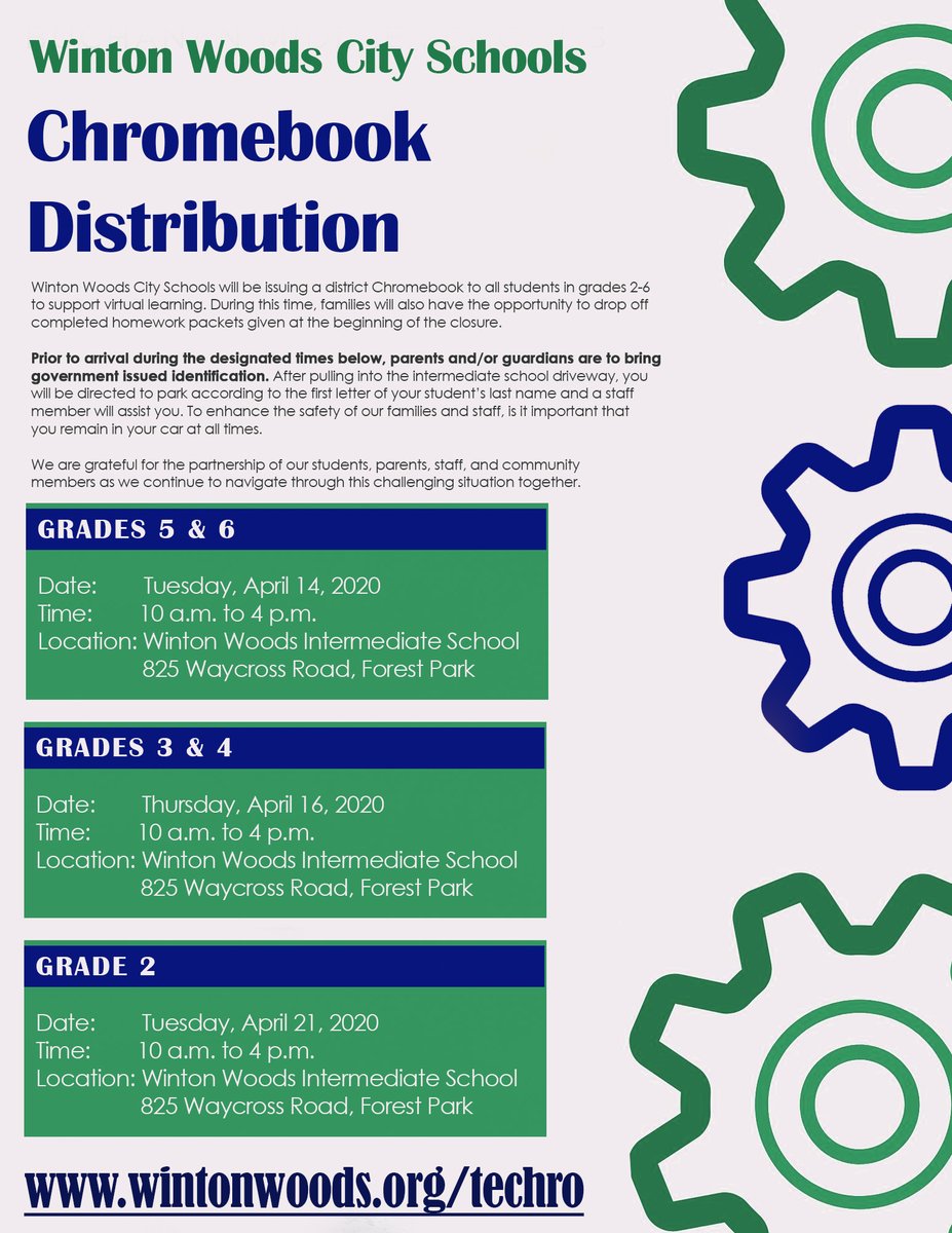 wwcsdistrict's tweet photo. TODAY Winton Woods City Schools will be issuing a district Chromebook to all students in grades 5 & 6 from 10 a.m. to 4 p.m. to support virtual learning. Go to https://t.co/ylzo54FEIF for more information. #WWVirtualLearning ##WarriorVL https://t.co/6Kql2xI0XF