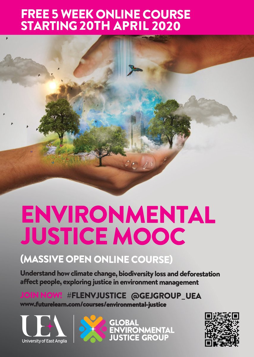 Starting Monday 20 April! 
Understand how climate change, biodiversity loss and deforestation affect people, exploring justice in environment management in this free 5 week online course.
#FLenvjustice <a href="/uniofeastanglia/">UEA</a> <a href="/FutureLearn/">FutureLearn</a>
 JOIN NOW! futurelearn.com/courses/enviro…