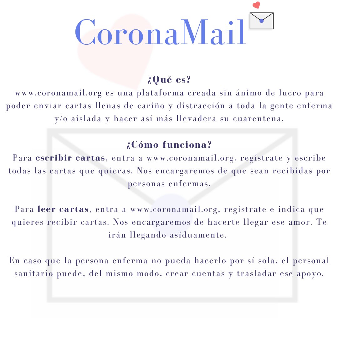 CoronaMail's tweet photo. Què és i per a què funciona https://t.co/FZXlq9F1lr
¿Qué es y para qué funciona https://t.co/FZXlq9F1lr?

Aquí t'ho expliquem!
¡Aquí te lo explicamos!

#JoActuo #CartesQueCuren #EsteVirusLoParamosUnidos #Covid_19 #Coronavirus #Confinamiento #AcortandoLaDistancia https://t.co/iIp1NV5TCX