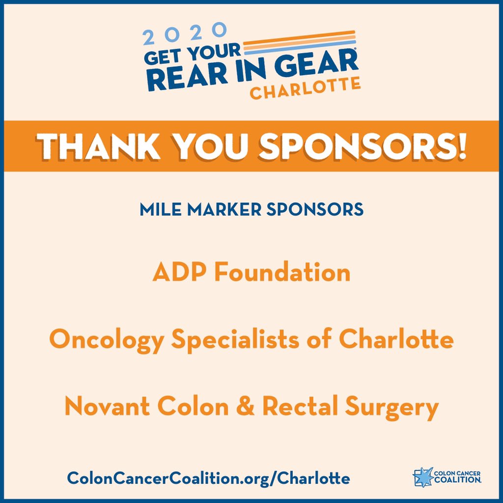 Thank you very much to our three mile marker sponsors this year: @ADP, Oncology Specialists of Charlotte, and Novant Health Colon and Rectal Surgery! #GYRIGCLT #GYRIG