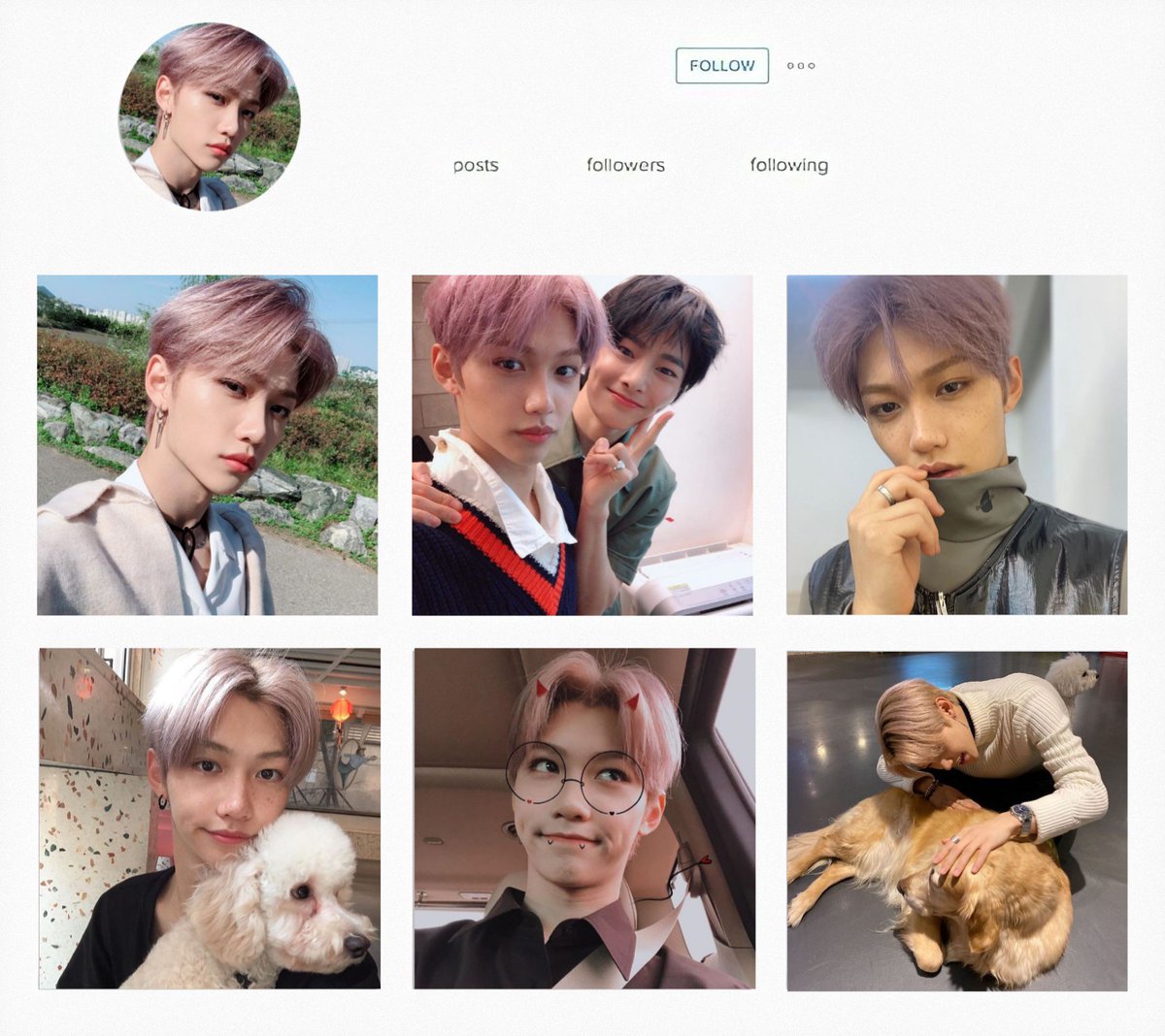 FELIX— tons of photographs that he took in every dog café he visits— no makeup, no filter types of selcas— the second boyfriend, even though he will probably post whenever he feels like posting— cutie selcas with the members, but mostly with jeongin!!  #StrayKids