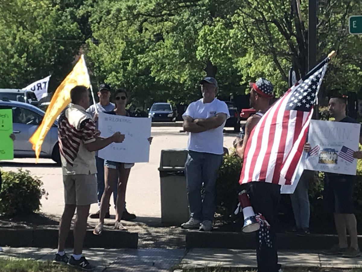 There’s a demonstration going on right now outside the   #NCGA in Raleigh. Some people are calling for businesses to be able to reopen. Some want a clearer timeline of when that can happen. Police are in the area  @WNCN
