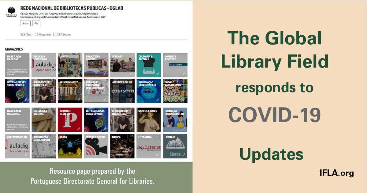 IFLA's tweet photo. #Library and information workers are facing unprecedented challenges.
Fortunately, #LibraryAssociations around the world are working to support, strengthen and connect their members.
Read more about what's going on in our updated page on #COVID19: https://t.co/U6GbftYdvh https://t.co/GyjuqUHFh0