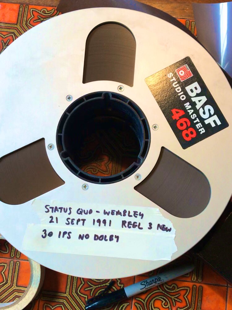 Whilst sessions may have come to a holt, we’ve been lucky enough to be given some work that can be done solo. One of us has been digitising a set of old Status Quo tapes including outtakes and previously unheard live shows. #makingdadproud