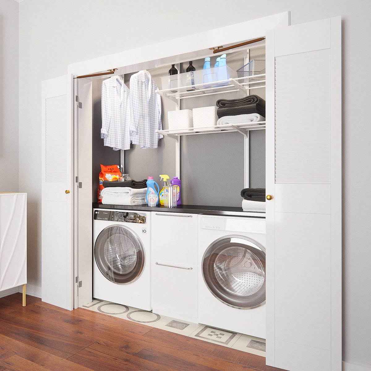 Johnson Hardware Twitterissä: "Our Full Access Bifold Door Hardware allows  you to keep the laundry out of the way until laundry day, then allow plenty  of space when it's time to get