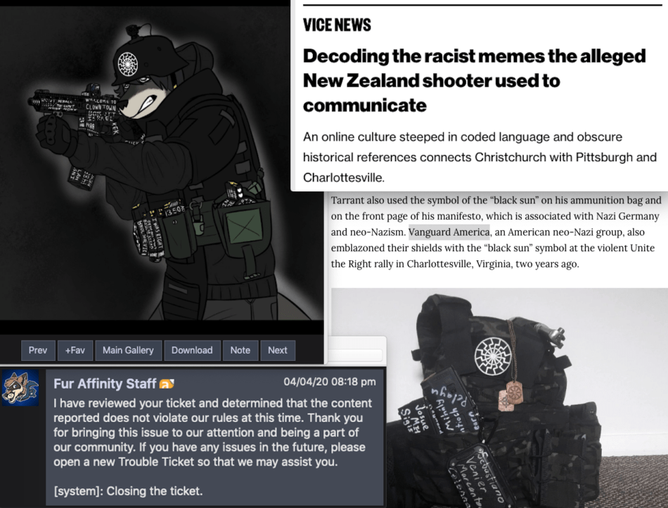 Terror, Teens, and Furaffinity — How a chain of violent hate incidents links to furry fandom.  https://dogpatch.press/2020/04/14/terror-teens-furaffinity/