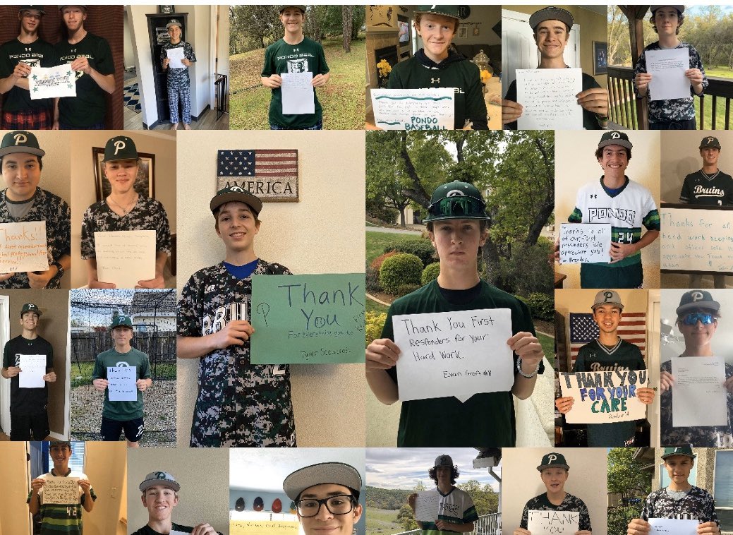 Ponderosa Baseball sends a HUGE thank you to all of the medical professionals and first responders during this difficult time. We’re all in this together!