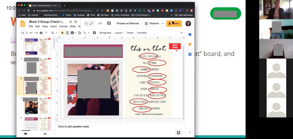 crys_samuels's tweet photo. It was great seeing students engaging on today's @zoom_us lesson!! We started off with a "This or That" warm up, then moved through content with a check in using @Slidoapp. Finished strong with a fun @GetKahoot game!! #colonialnation #distancelearning #techcsd https://t.co/XtyNKtZKzU