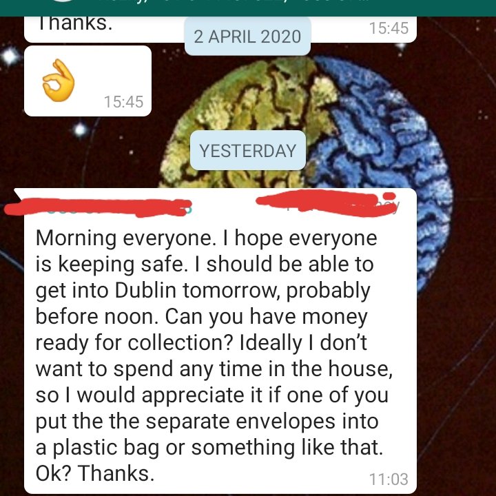 He collected his plastic bag this morn after all the discussion we had abou...