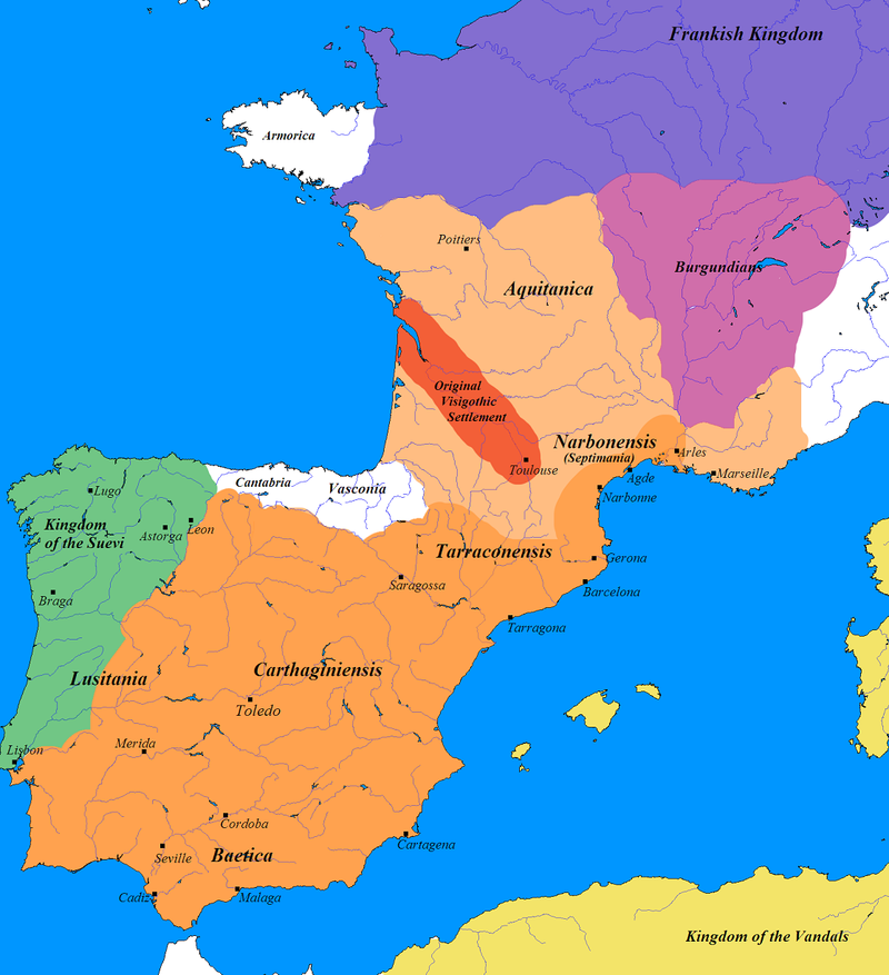 It was a region that had a separate identity from other areas very early on—as the earliest Roman provinces outside of Italy in Provence and the Narbonnais, as the Visigothic Kingdom after the Empire’s fall, as the sub-kingdom of Aquitaine under the Merovingians. 4/