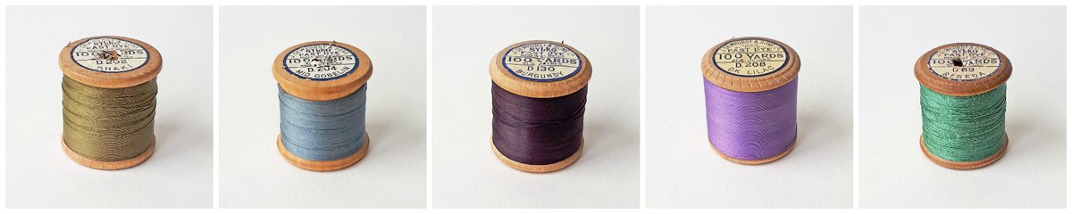 Hippystitch's tweet photo. Check out this week's colours in #vintagethreads...
#stitching #colour #embroidery #machineembroidery #sylko #khaki #midgobelin #burgundy #darklilac #reseda #30daysofcolour https://t.co/3QK4IvJqsA
