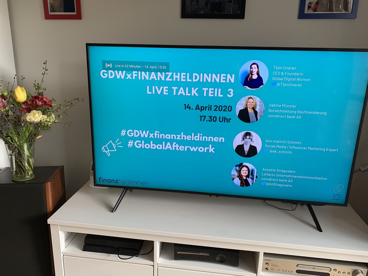 Gleich geht es auch diese Woche los mit unserem #GDWxfinanzheldinnen Livetalk zum Thema Immobilien! 🎉Wer ist mit dabei? Hier gehts lang zu YouTube ➡️ bit.ly/2Xj3djv Heute mit Moderatorin <a href="/TijenOnaran/">Tijen Onaran</a> und <a href="/AnSiragusano/">Annette Siragusano</a> <a href="/ak_schmitz/">Ann-Katrin Schmitz</a> &amp; Sabine Münster von <a href="/comdirect/">comdirect</a>