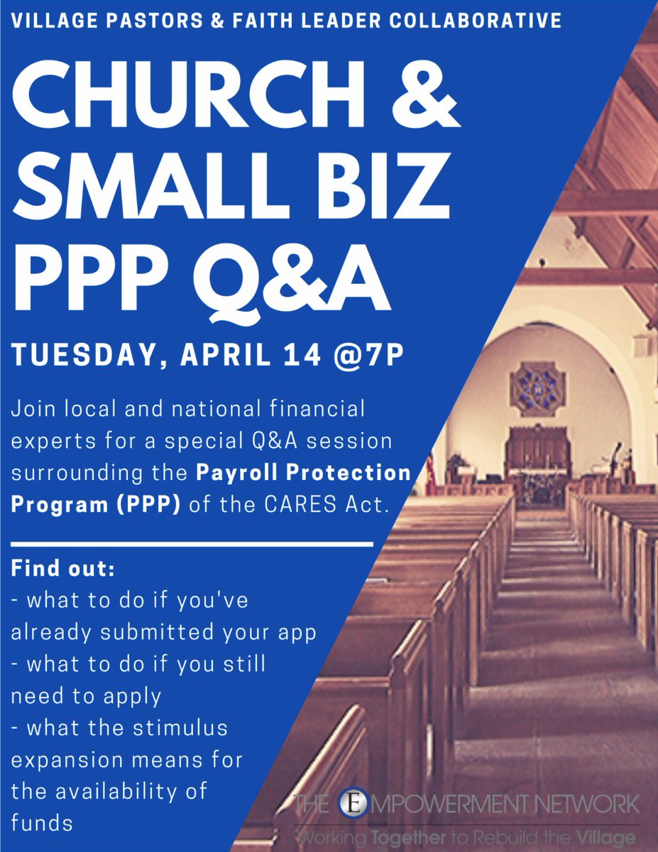 Do you have questions about how to maximize the Payroll Protection Program? Register now for  our Church &amp; Small Biz PPP Q&amp;A tonight <a href="/7p/">𓆩 Ꮇ Ꮥ Ꮋ 𓆪</a> conta.cc/34B2rQp