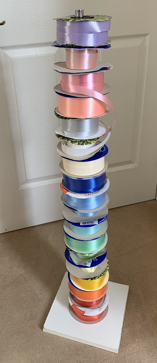 babygiftbedford's tweet photo. Fed up with my ribbons being in a mess so just made a stand to store them on - would never have had time to do this if it were not for lockdown #gettingjobsdone #lockdown https://t.co/J9fnvAIVHn