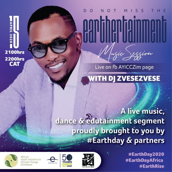 earthday_zw's tweet photo. #Earthday and partners would like to remind you that tomorrow is the day, as #DjTaps hosts live music, dance and edutainment segment. It will be live on #AYICC facebook page from 21:00 - 22:00 CAT. @jibilika @AyiccZim @lizgulaz @tawanda_max @jeanbetrand_  @Action24regionl https://t.co/ur3TMYt8UF
