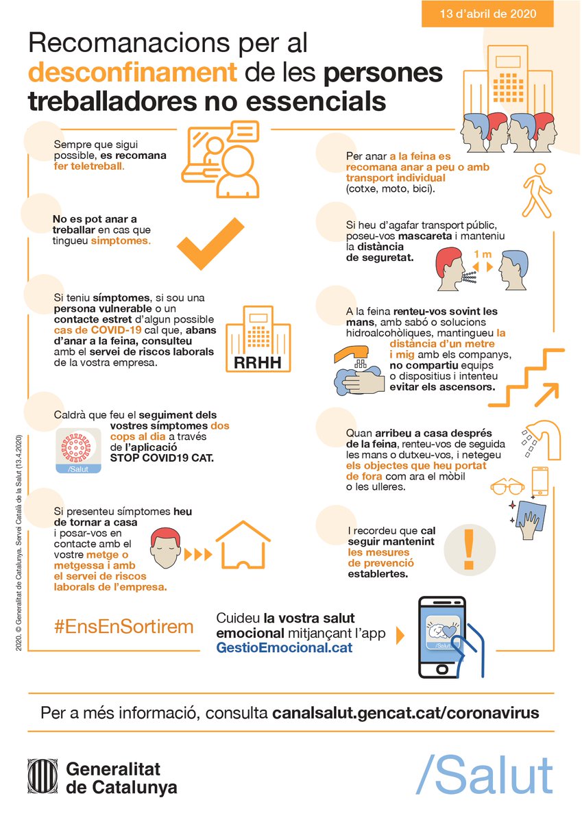 ACEScat's tweet photo. 👥Nou apartat per a la ciutadania sobre #desconfinament #progressiu, on s’aniran afegint apartats i continguts: https://t.co/DTagWF0XP9
⚠️ Les persones treballadores de serveis no essencials heu de tenir en compte les recomanacions següents: https://t.co/b06rL2xkEc
